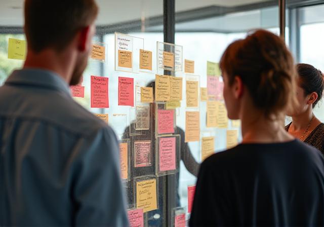 Team collaborating on strategy board